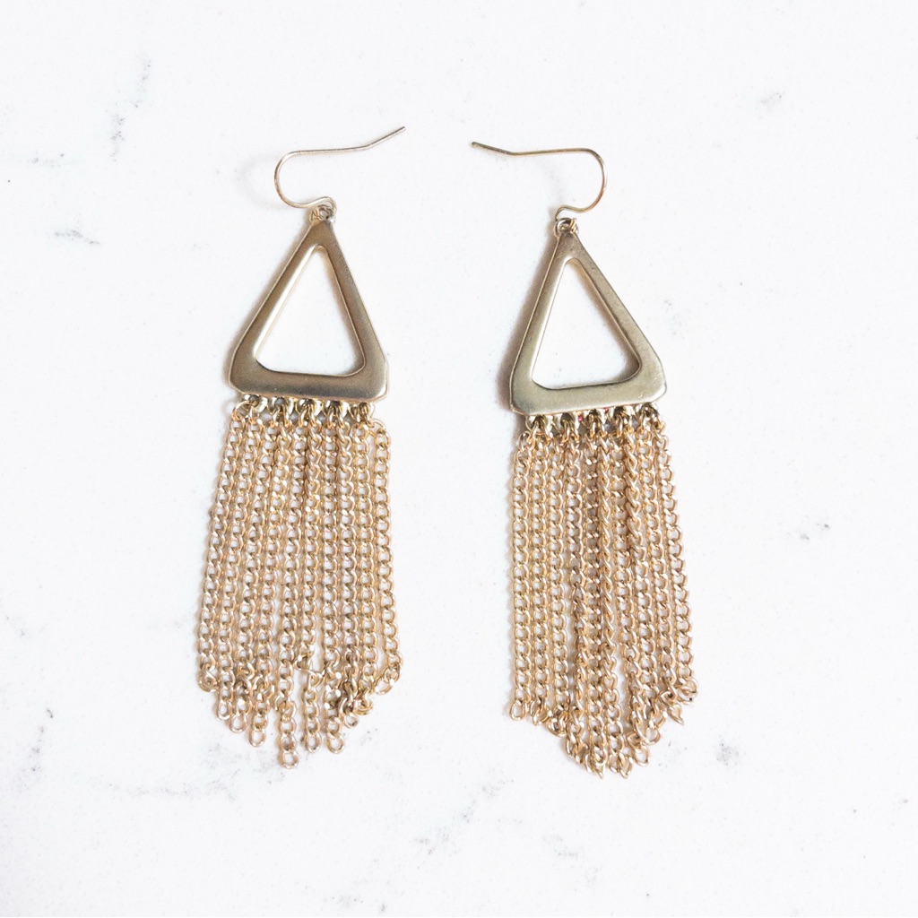 Sam Edelman Gold Tone Triangle Mod Chandelier Dangle Earrings